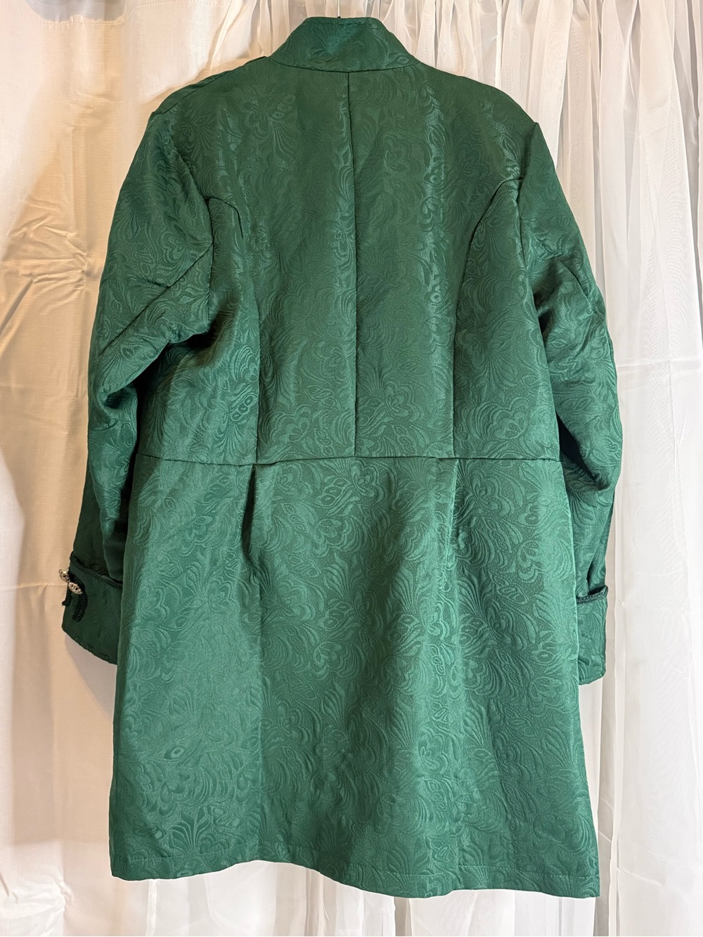 Men's Green Textured Long Coat
